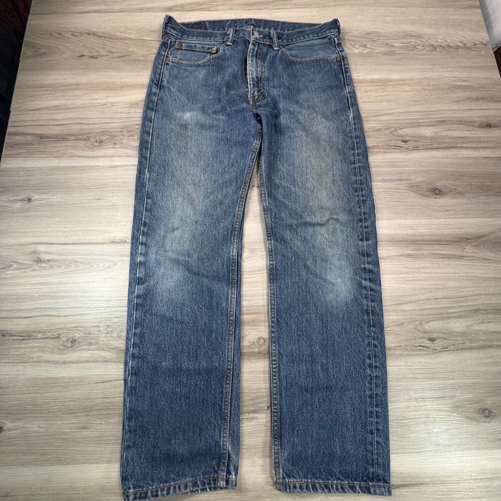 Levis 505 Jeans Mens W34 L32 Regular Fit Medium Wash Classic Denim Pants